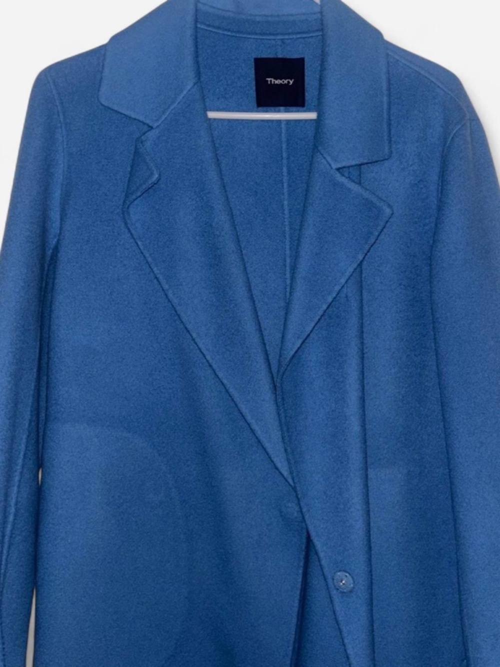 Theory blue wool blend coat with pockets. Medium